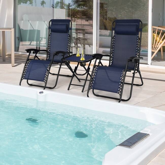 3-Piece Folding Portable Zero Gravity Reclining Lounge Chairs and Table Set for Relaxatio - 26.0" x 39.5" x 44.5" (L x W x H)