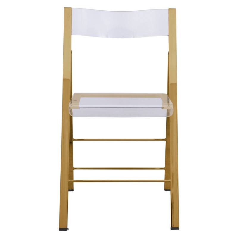 Menno Modern Acrylic Folding Dining Chair in Stainless Steel Frame with Rubber Pads, Fade Resistant, Fully Assembled (Set of 2)