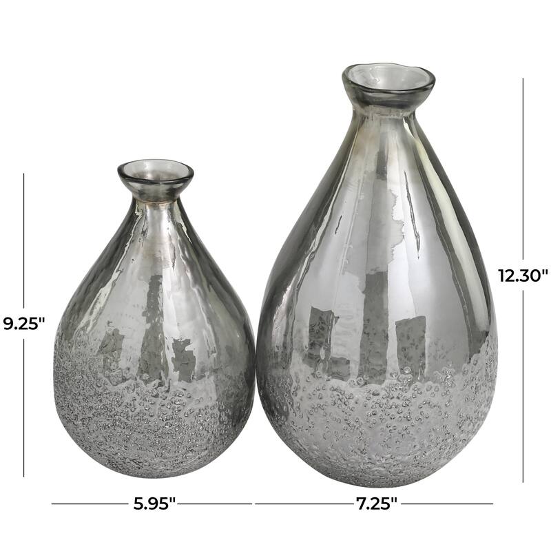 Glass Blown Teardrop Decorative Vase - Set of 2 Gold, Green, Gray - Roche River Decor