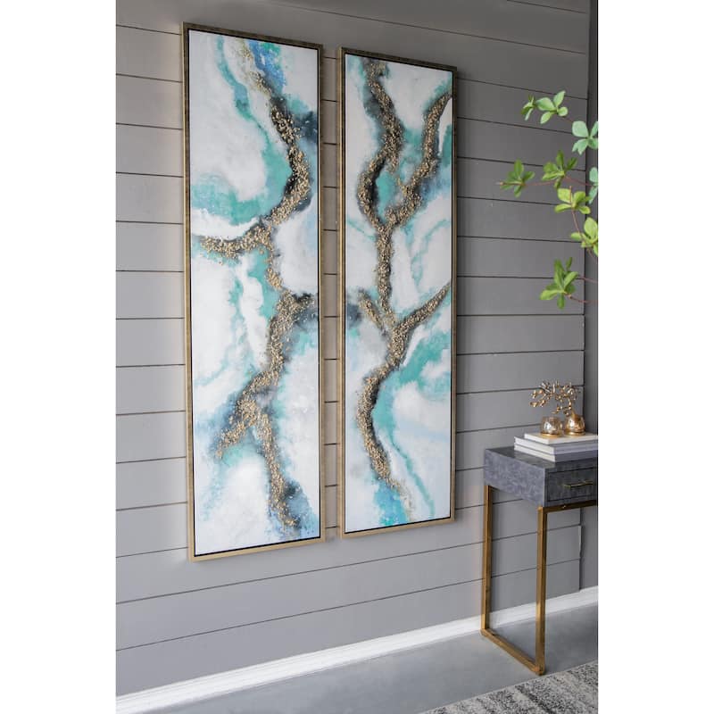 Modern Abstract Oil Painting Wall Decor with Hand Drawn Pattern, for Birthday and Housewarming Party