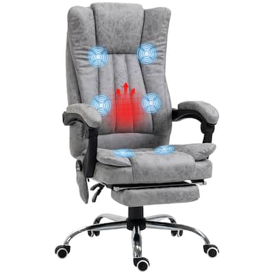 Massage Office Chair, High Back Reclining Office Chair with 6 Vibrating Massage Motors and Retractable Footrest, for Office