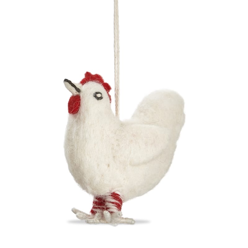 Farmhouse Chicken Ornament for Christmas Tree Multicolor Wool 3.53 in H x 2.96 in L x 2.06 in W Dust Clean
