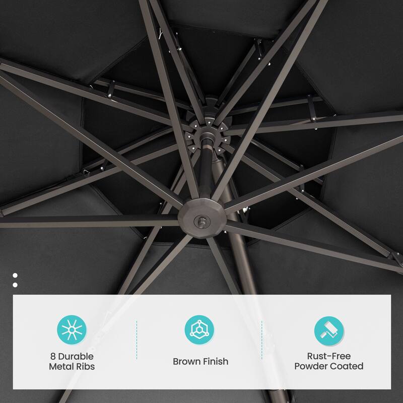 Crestlive Products 11.5' Double Top Round Patio Cantilever Offset Umbrella With Cross Base