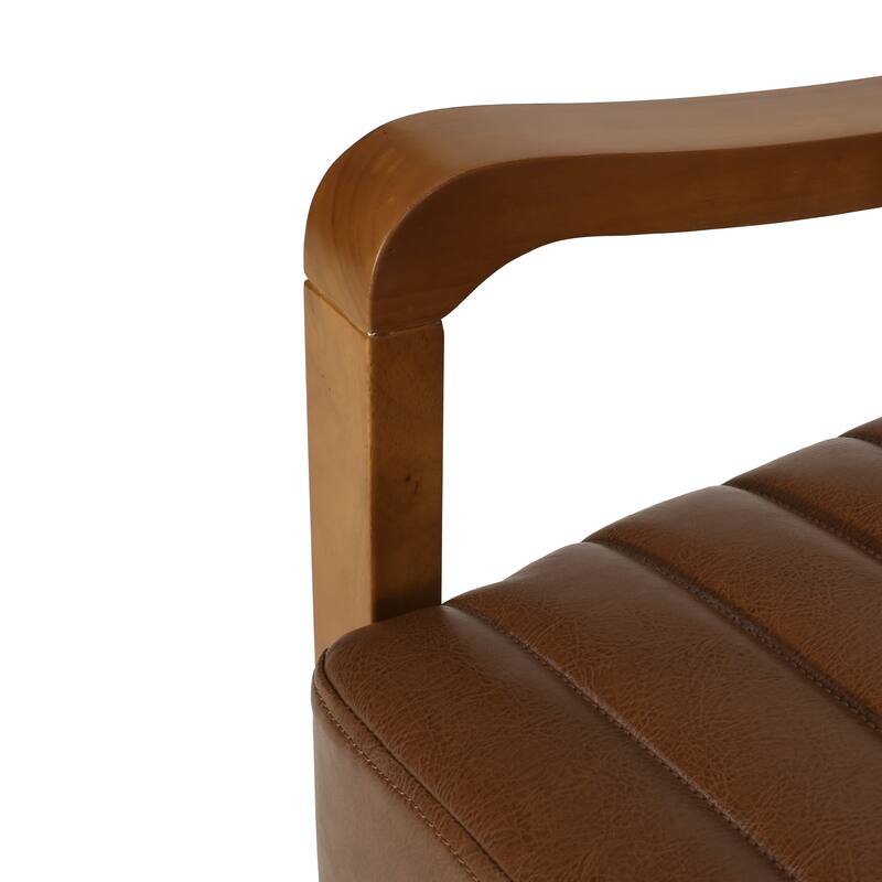 Small Wood Frame Recliner Club Chair with Retractable Footrest Living Room Lounge Armchair Upholstered Reading Chair for Bedroom