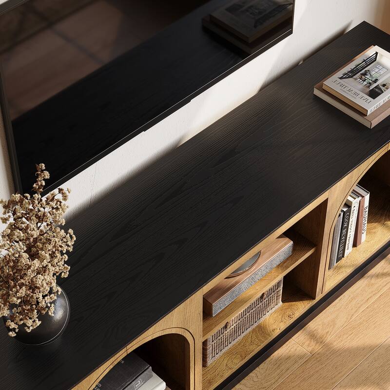 TV Stand for 65 inch TV, Entertainment Center with Arched Shelves