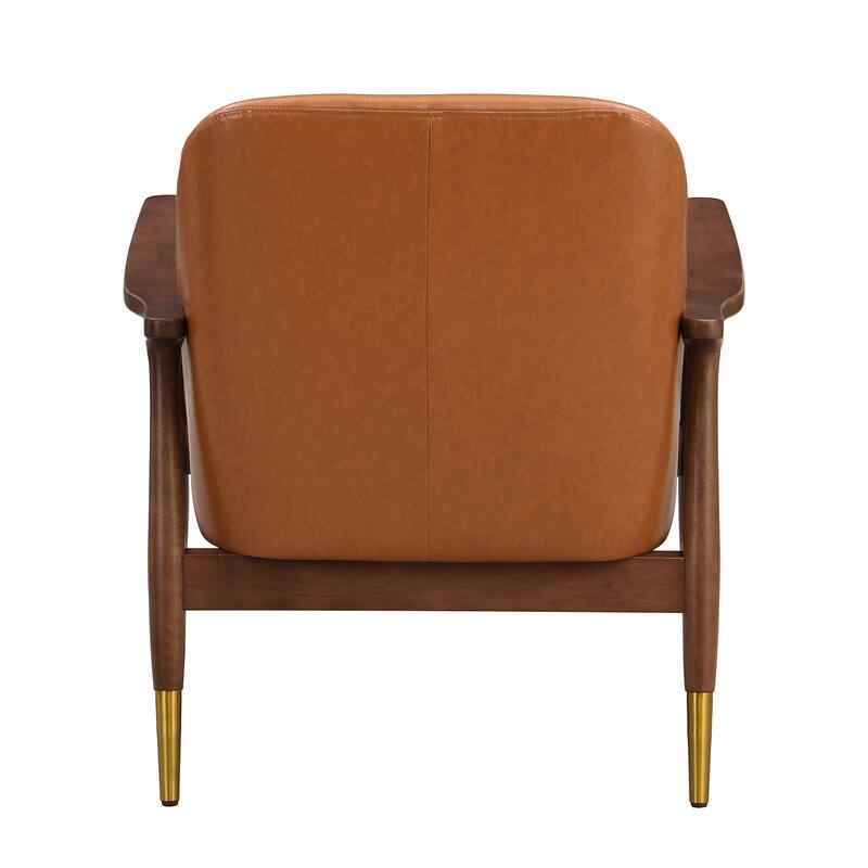 Mid-Century Faux Leather Accent Chair