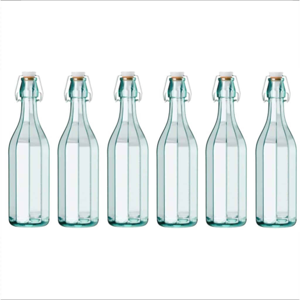 Amici Home Faceted Hermetic Glass Bottle, 9 Oz - Set of 6 - 9 Oz