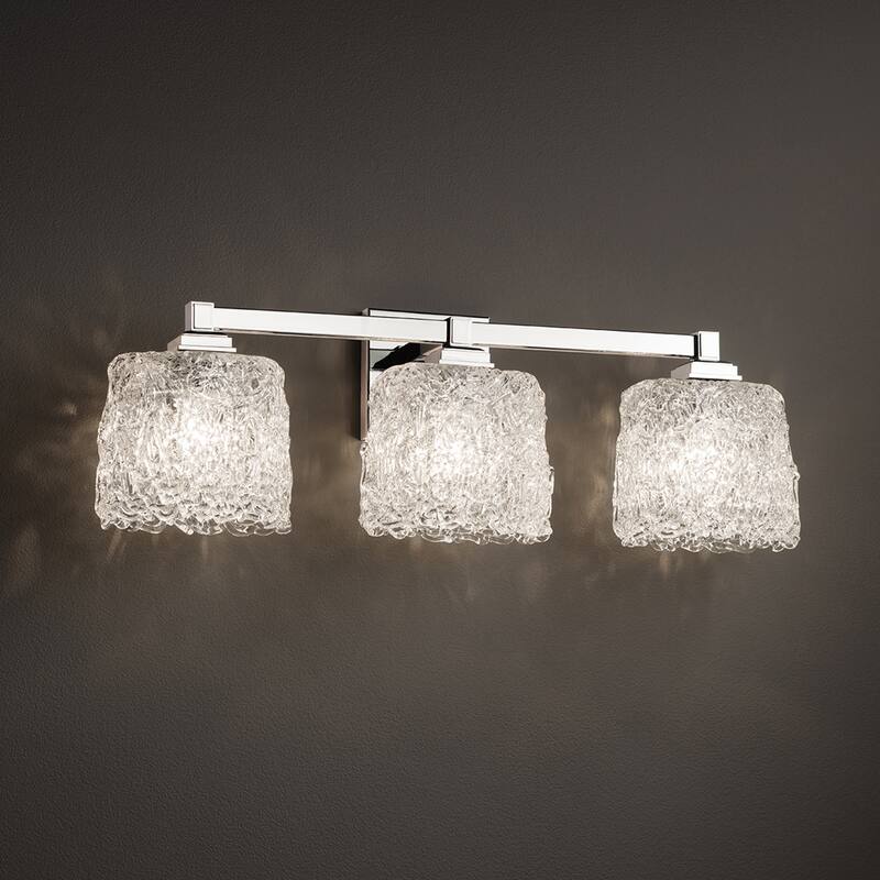 Justice Design Veneto Luce Regency 3-light Polished Chrome Bath Bar, Lace Oval Shade