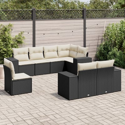vidaXL Patio Sofa Set with Cushions Outdoor Conversation Furniture Poly Rattan
