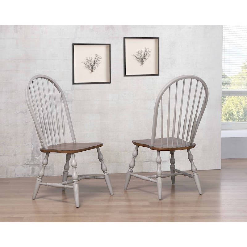 Extendable Dining Table Set - 7 Piece Oval Table with Chairs - Seats 10 - Gray & Brown Wood Finish