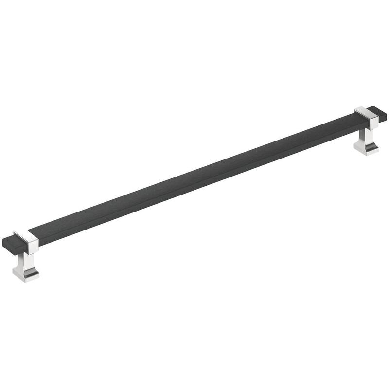 Amerock BP37083 Overton 12-5/8" Center to Center Bar Cabinet Pull - Brushed Matte Black / Polished Chrome