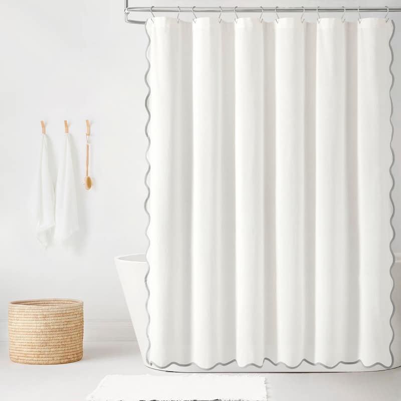 Lush Decor Coastal Chic Scallop Edge Shower Curtain Single - 72x72 - Gray