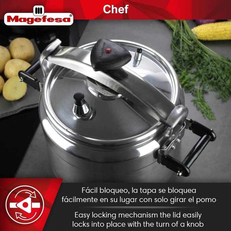 Magefesa CHEF Aluminum Pressure Cooker with Stainless Steel Lid