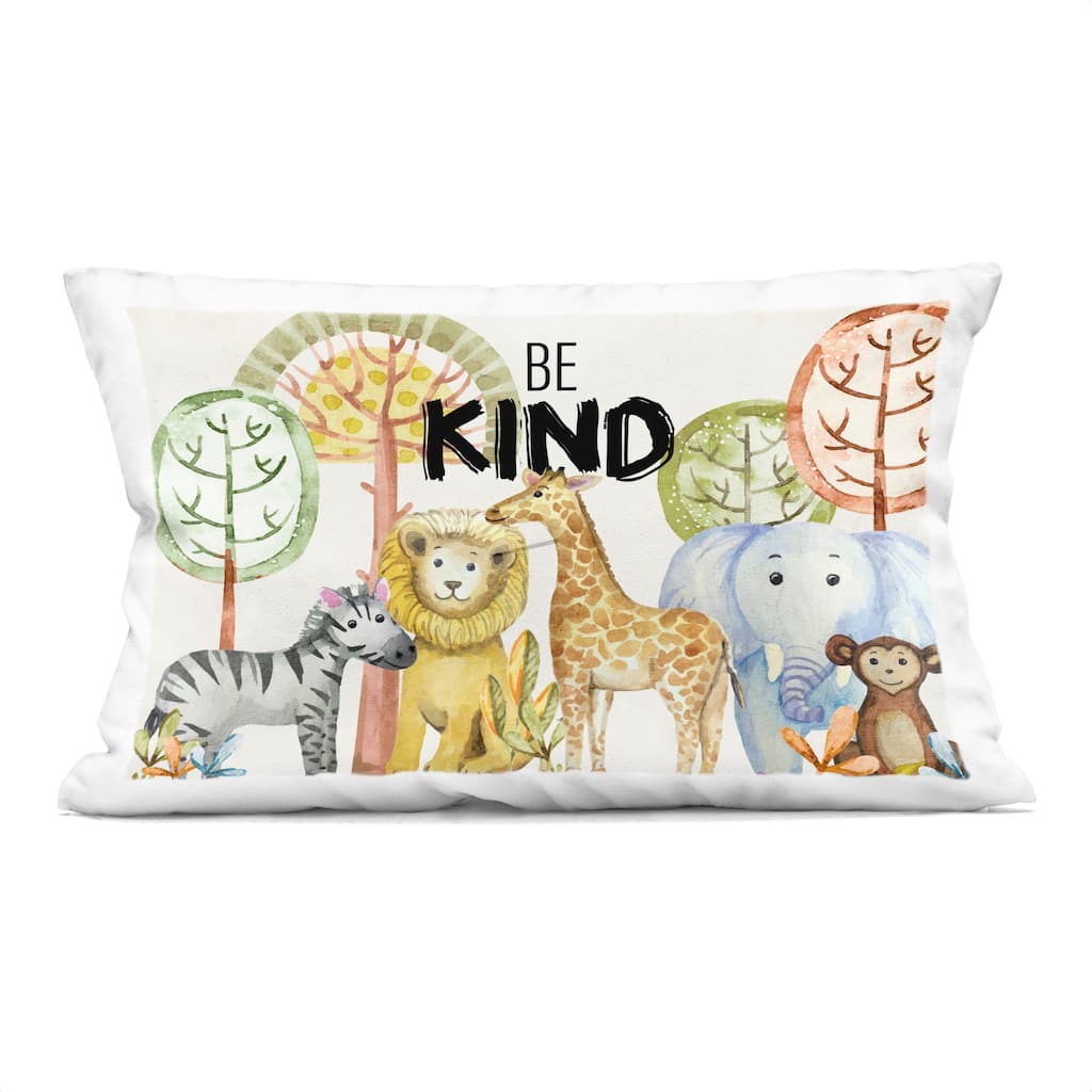 Stupell Be Kind with Zoo Animals Decorative Printed Throw Pillow Design by Kim Allen