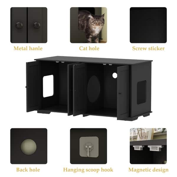 Double Pet Privacy Washroom Cat Litter Box Concealment Furniture On
