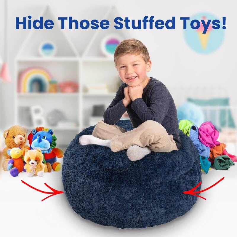 Cheer Collection Shaggy Bean Bag and Stuffed Animal Storage Case