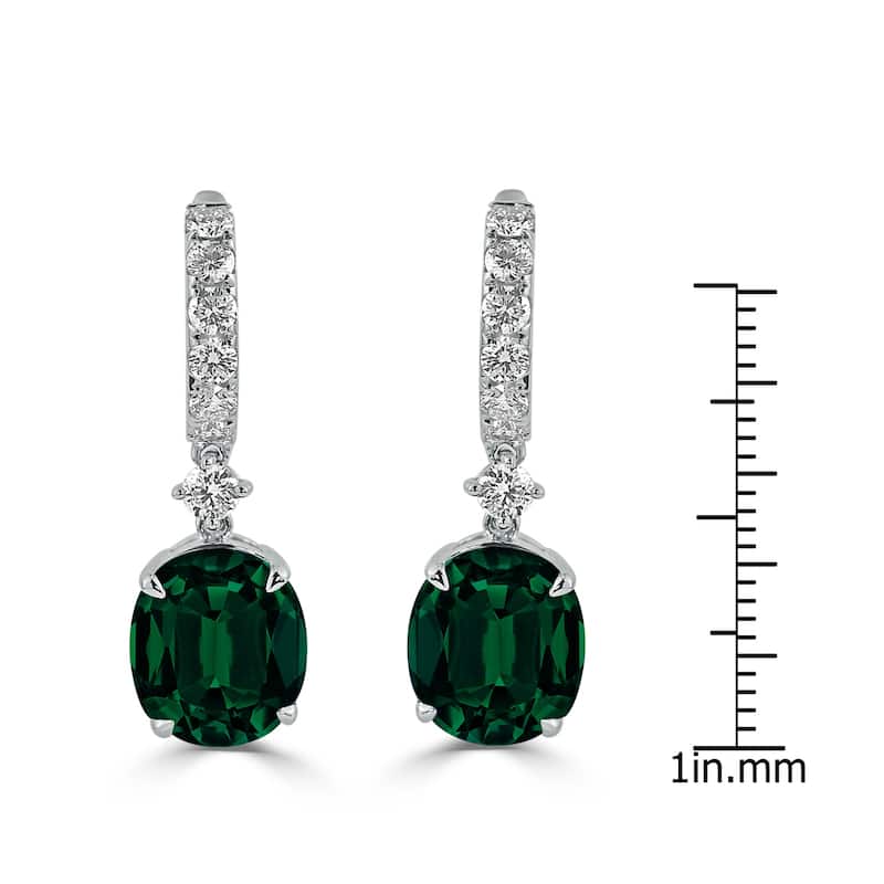 Auriya 7 5/8ct Fancy Oval-cut Emerald Halo Diamond Dangle Earrings 1 1/4ctw 18k Gold