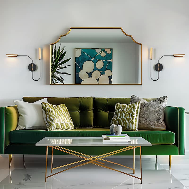 2-Light Mid-Century Modern Gold LED Wall Sconce Lighting for Living Room - 20 x 3 x 19.3