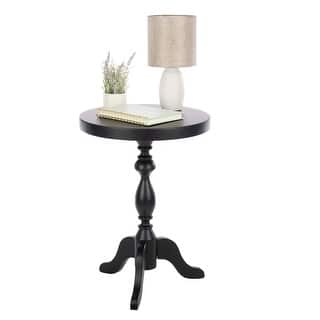 Lavish Home Pedestal Side Table - Round End Table with Vintage Look
