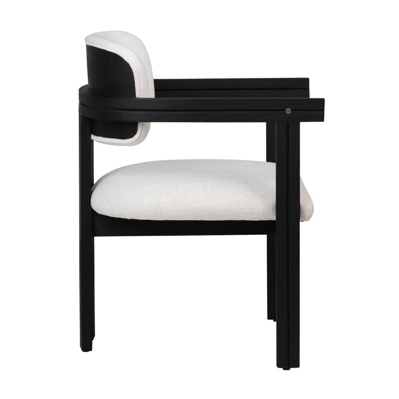Natalie Polyester Blend Upholstered Dining Chair, Off-White/Black