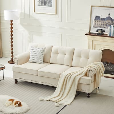 Set of 1 Piece, 3-seat Chenille Sofa with Solid Rubberwood Legs for Living room