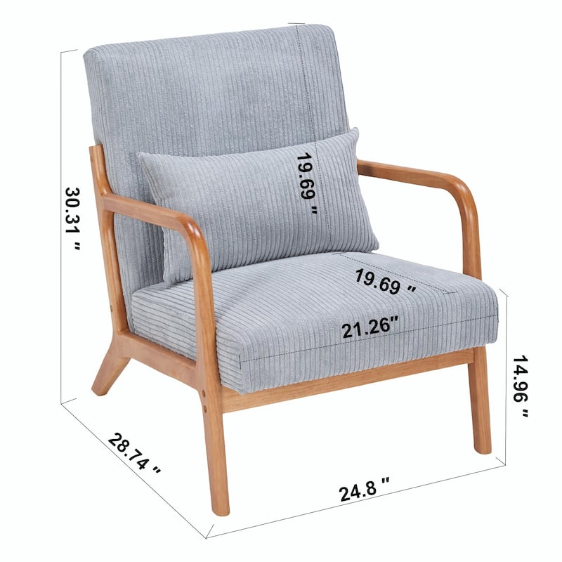 Mid-Century Modern Accent Chair, Armchair Living Room Chairs with Pillow