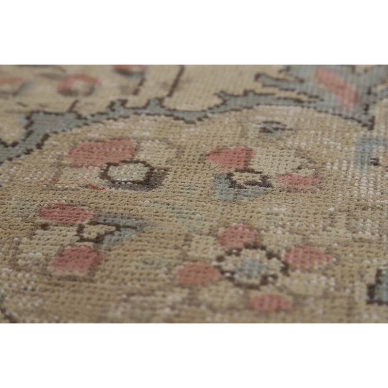 Floral Tabriz Persian Area Rug Hand-Knotted Beige Wool Carpet - 8'2"x 10'11"