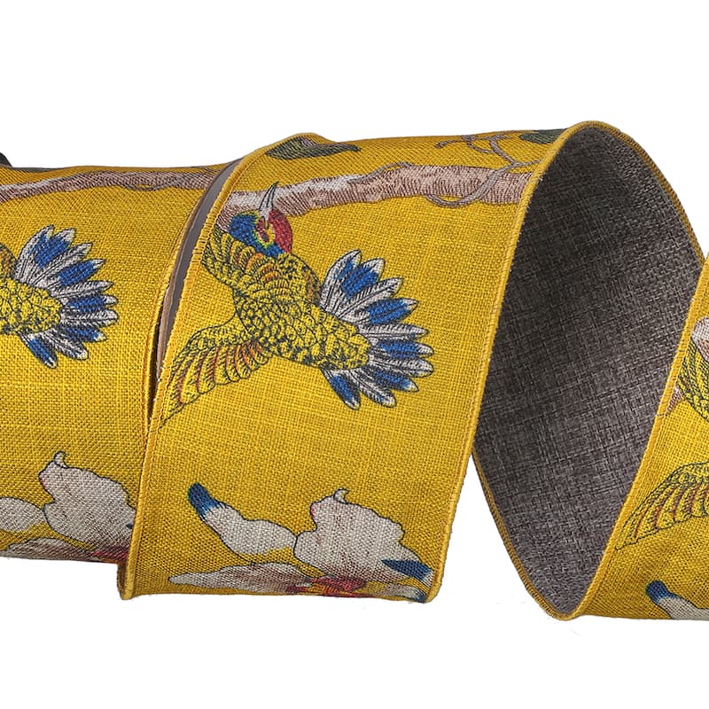 4" X 10Y Humming Bird and Floral Ribbon