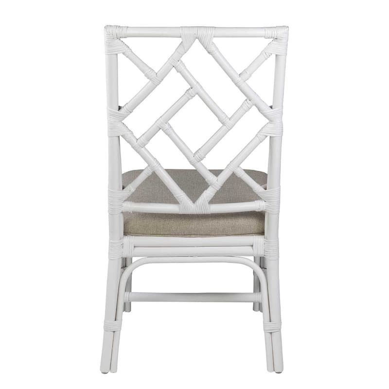 Natural Rattan Handmade Chippendale Cushioned Dining Chairs by East at Main