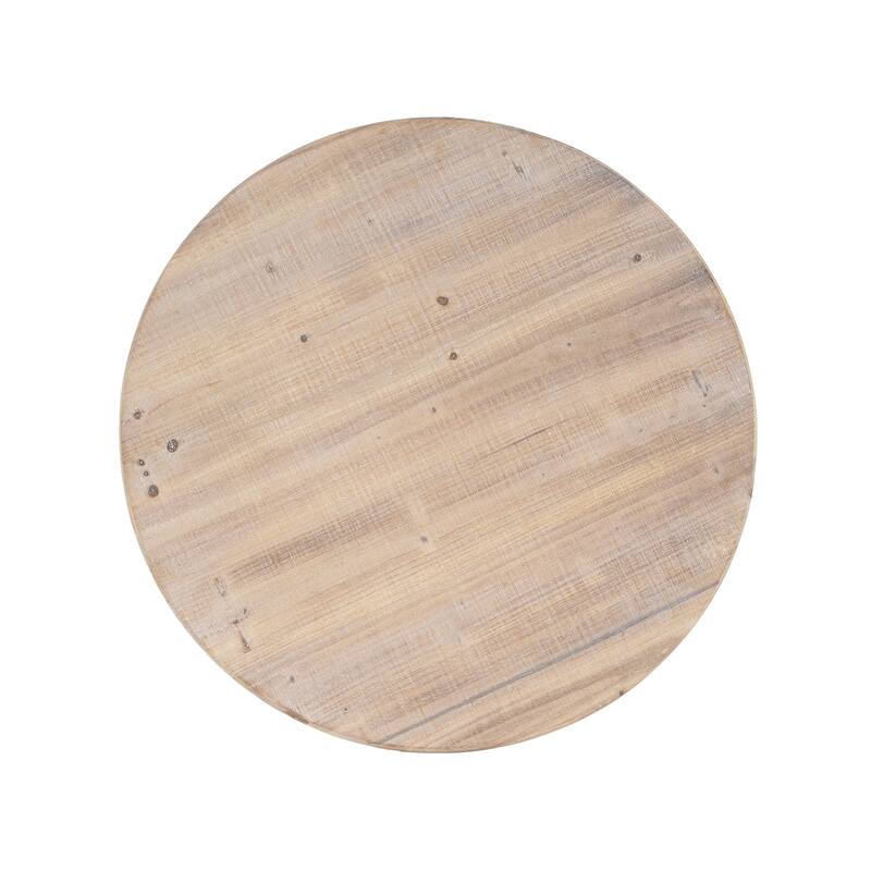 Accent Coffee Table, Antique Pedestal Table, Solid Wood Top with MGO Base for Living Room