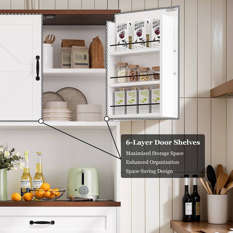 Pocassy Kitchen Pantry Storage Cabinet with 6 Hanging Shelves