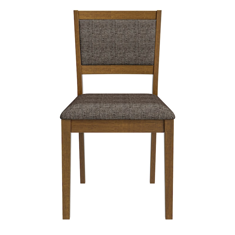Dining Chair in Brown Gray with Walnut Color Solid Wood Legs (set of 2)