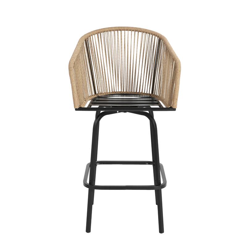 Outdoor Wicker Rattan Barstools with Armrests, Backrest, Set of 2/4