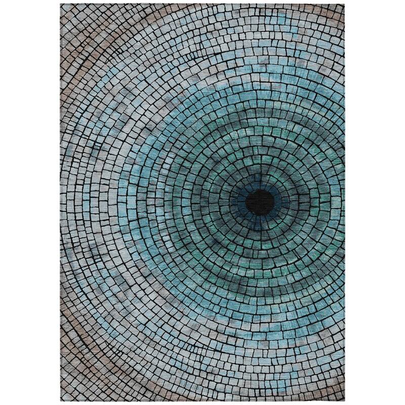 Machine Washable Indoor/ Outdoor Mosaic Rome Chantille Rug