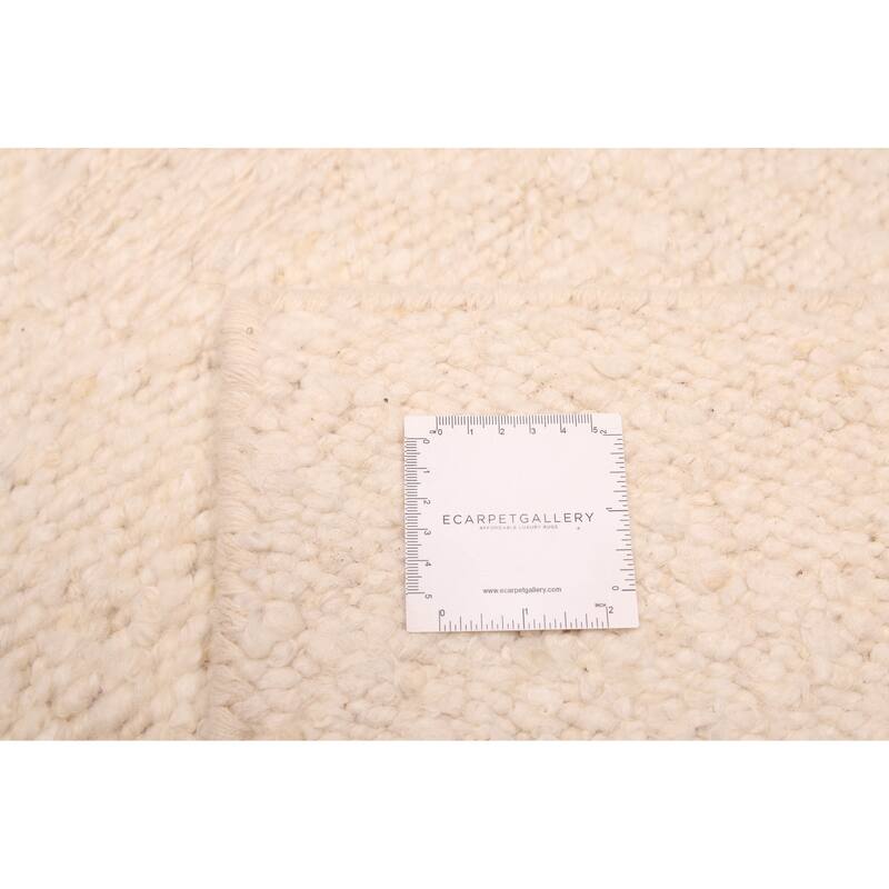 ECARPETGALLERY Hand Woven Looma Cream Wool Rug - 8'9 x 11'9