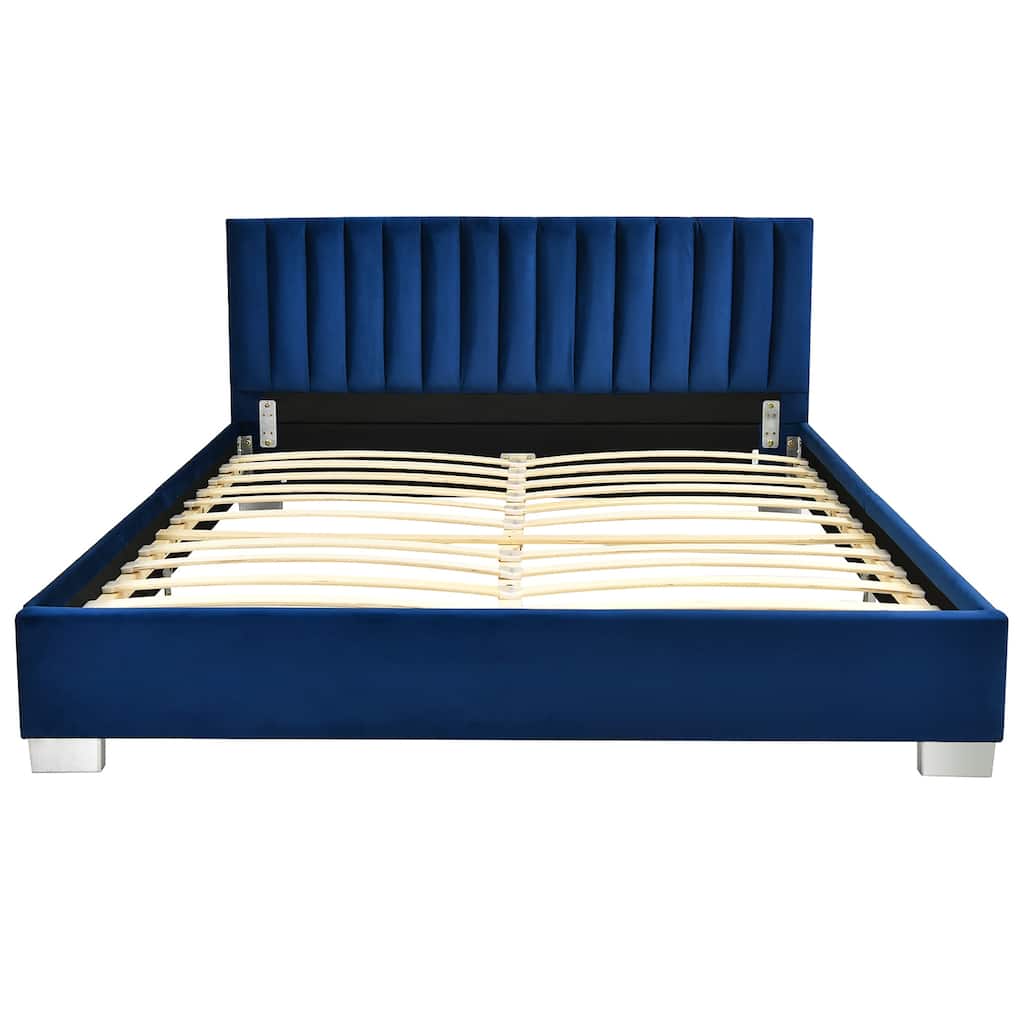 Costway Upholstered Bed Frame Full Size Modern Platform Bed with
