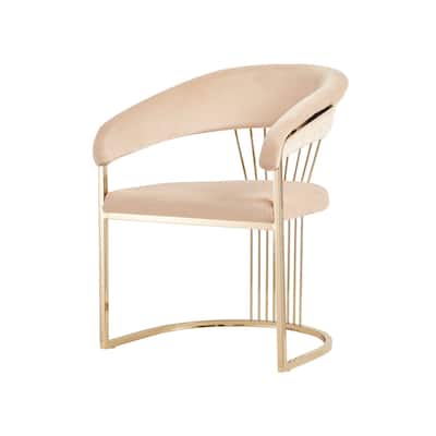 Gold/Beige Velvet Upholstered Metal Frame Dining Chair, Sturdy Dining Chair for Dining Rooms - 22.75