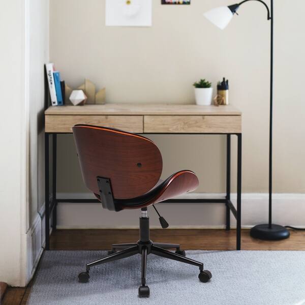 Shop Mid Century Office Desk Chair Adjustable Black Leather Chrome Base On Sale Overstock 31857682