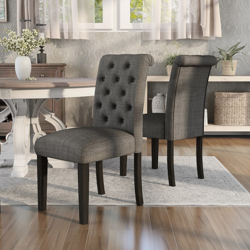 Copper Grove Chalwa Tufted Linen Fabric Dining Chairs (Set of 2)