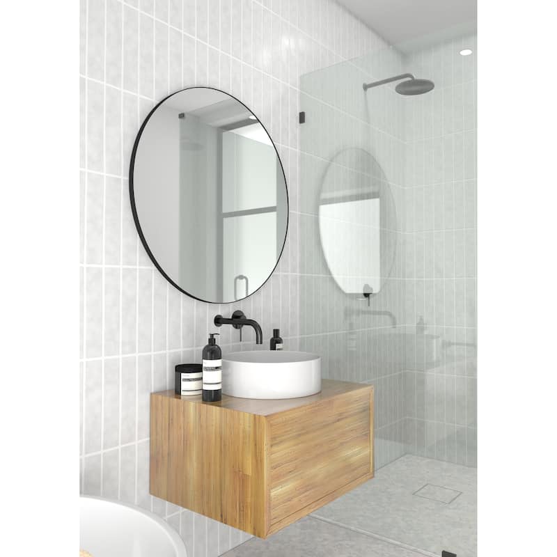 Glass Warehouse Round 32" Stainless Steel Framed Mirror