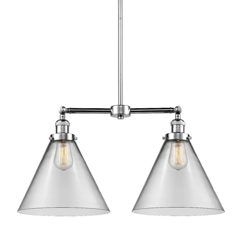 Innovations Lighting X-Large Cone 2 Light 21" Wide Linear Chandelier - Polished Chrome / Clear