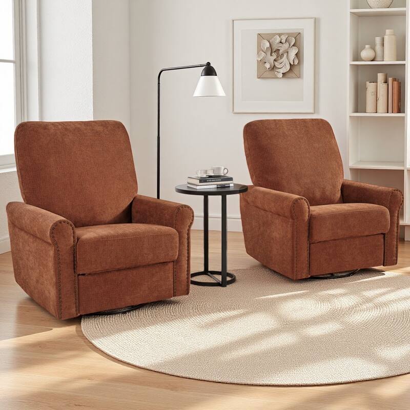 Heido 360 Degree Swivel Glider Manual Recliner Leisure Chair Set of 2