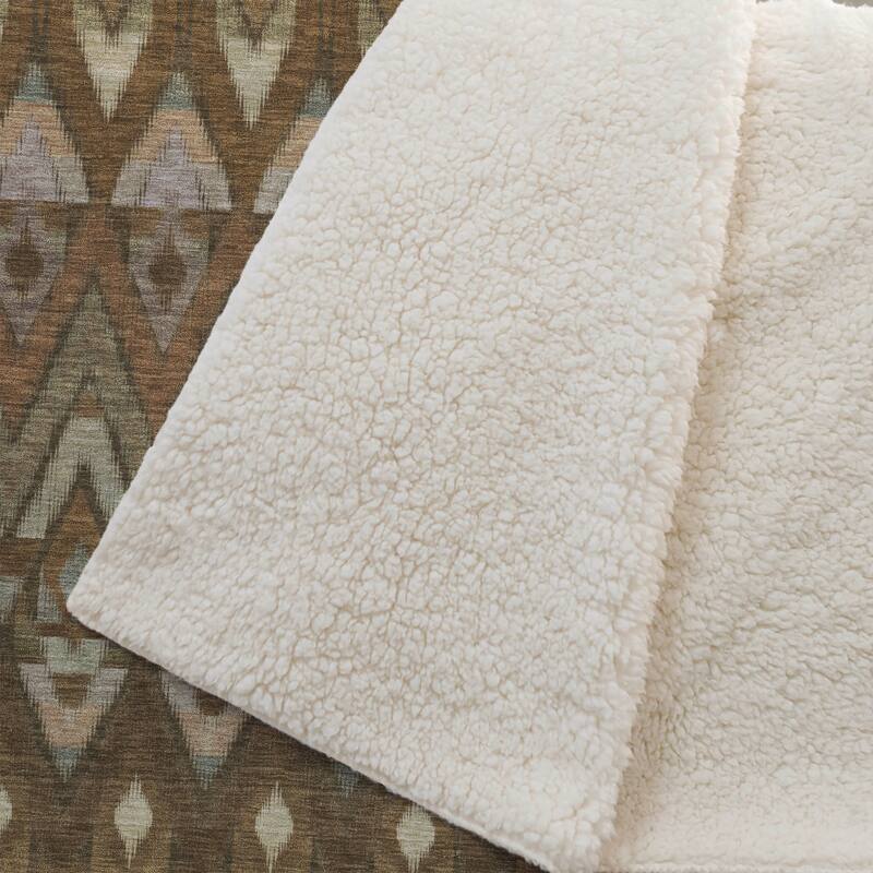 Premium Machine Washable Boho Global Sherpa Throw Blanket