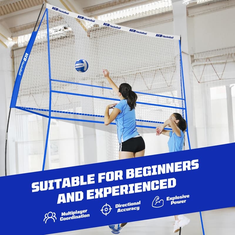 Volleyball Training Equipment Net, Adjustable Volleyball Practice Net Station - 11*18FT