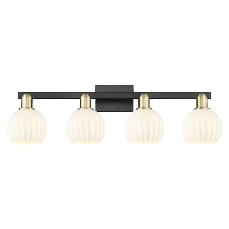 Innovations Lighting Endless Possibilities Arcadia - White Venetian - 4 Light 33" Bath Vanity Light - Black Antique Brass