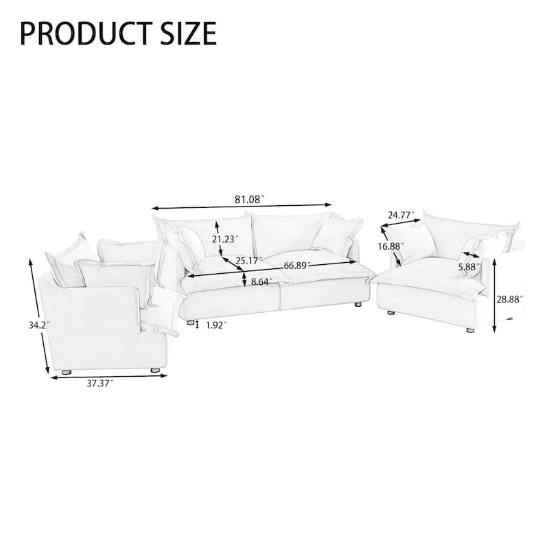 Double Layer Cushion Comfy Cloud Modular Sectional Sofa Set