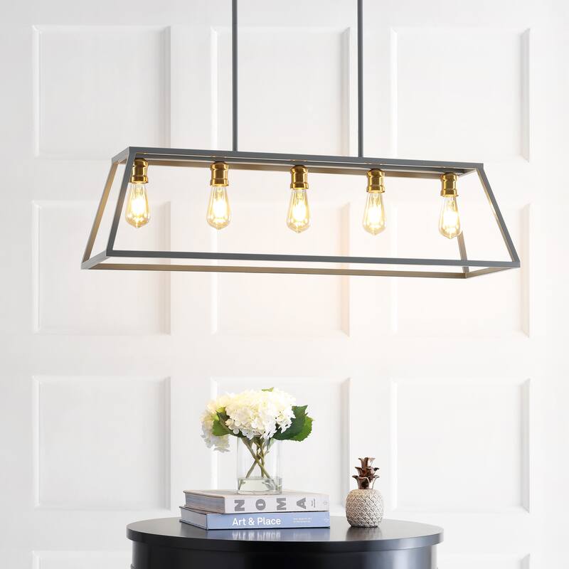 Staunton 38" 5-Light Adjustable Iron Farmhouse Vintage LED Dimmable Pendant, by JONATHAN Y
