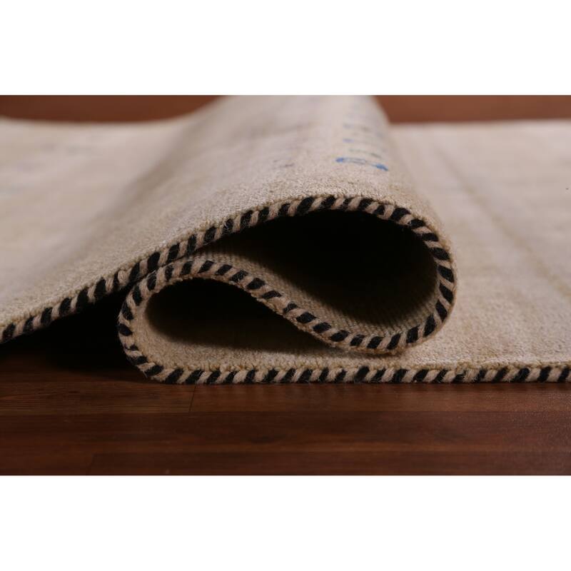 Hand Knotted Oriental 100% Wool Carpet Tribal Animal Pictorial Yellow & Gold Gabbeh Area Rug - 8' 9'' X 6' 2''