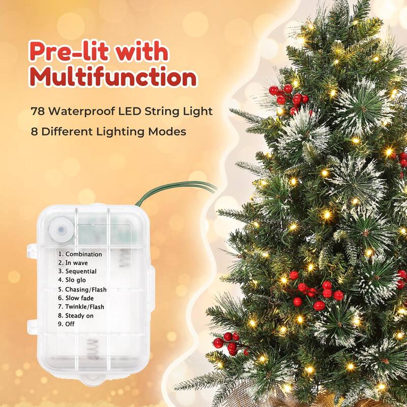 Christmas Tree with 78 Multi-Color Led Lights, 3 Ft Pre-Lit Artificial Christmas Decoration