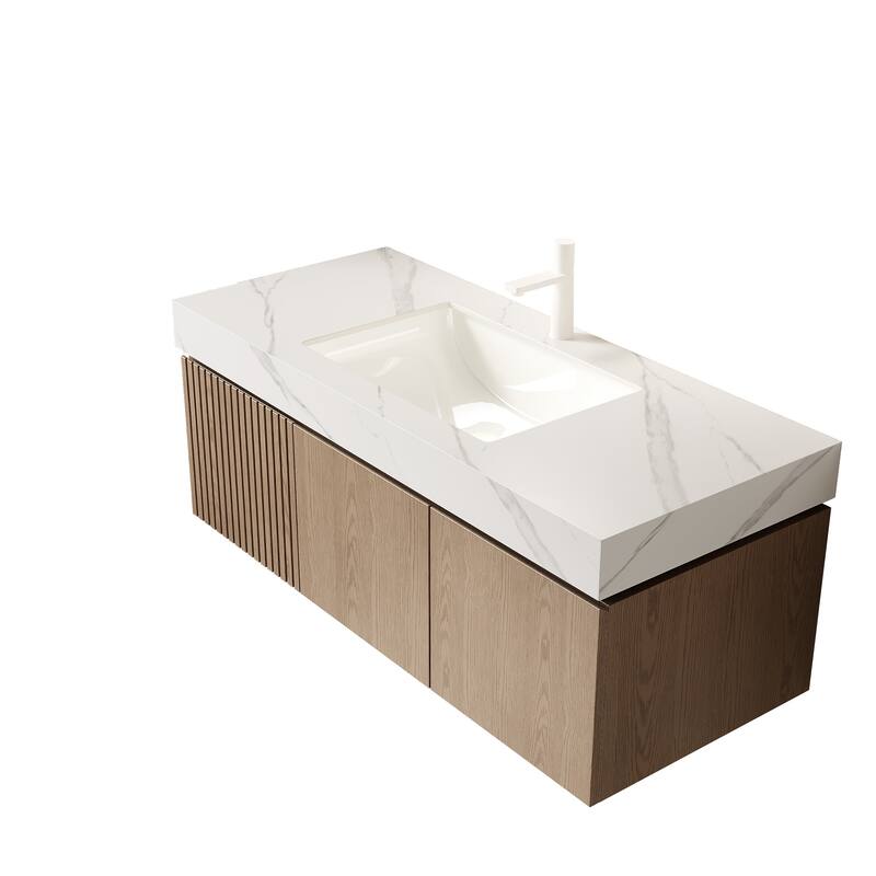 Floating Storage Bathroom Vanity with 1 Pre-drilled Faucet Hole